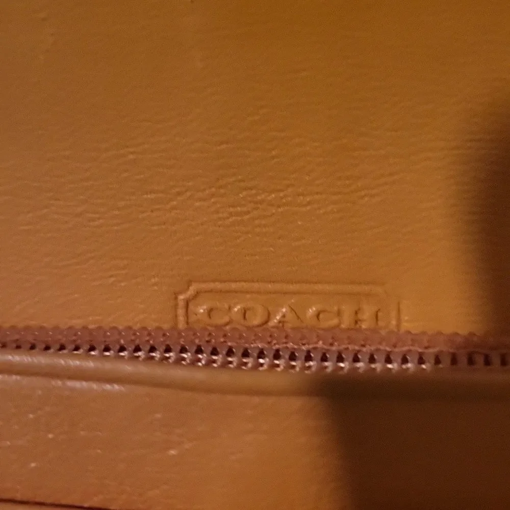 Coach Leather Double Zip Flap Wallet Orange